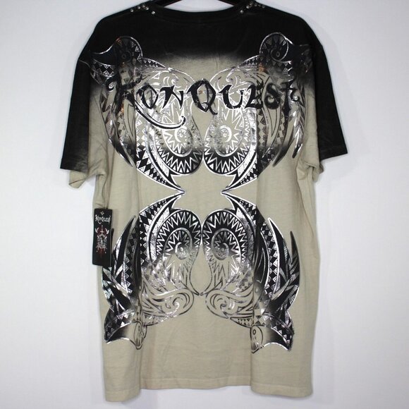 Konquest Mens Large Y2K Style Studded T-Shirt NEW A1575 - Picture 6 of 8